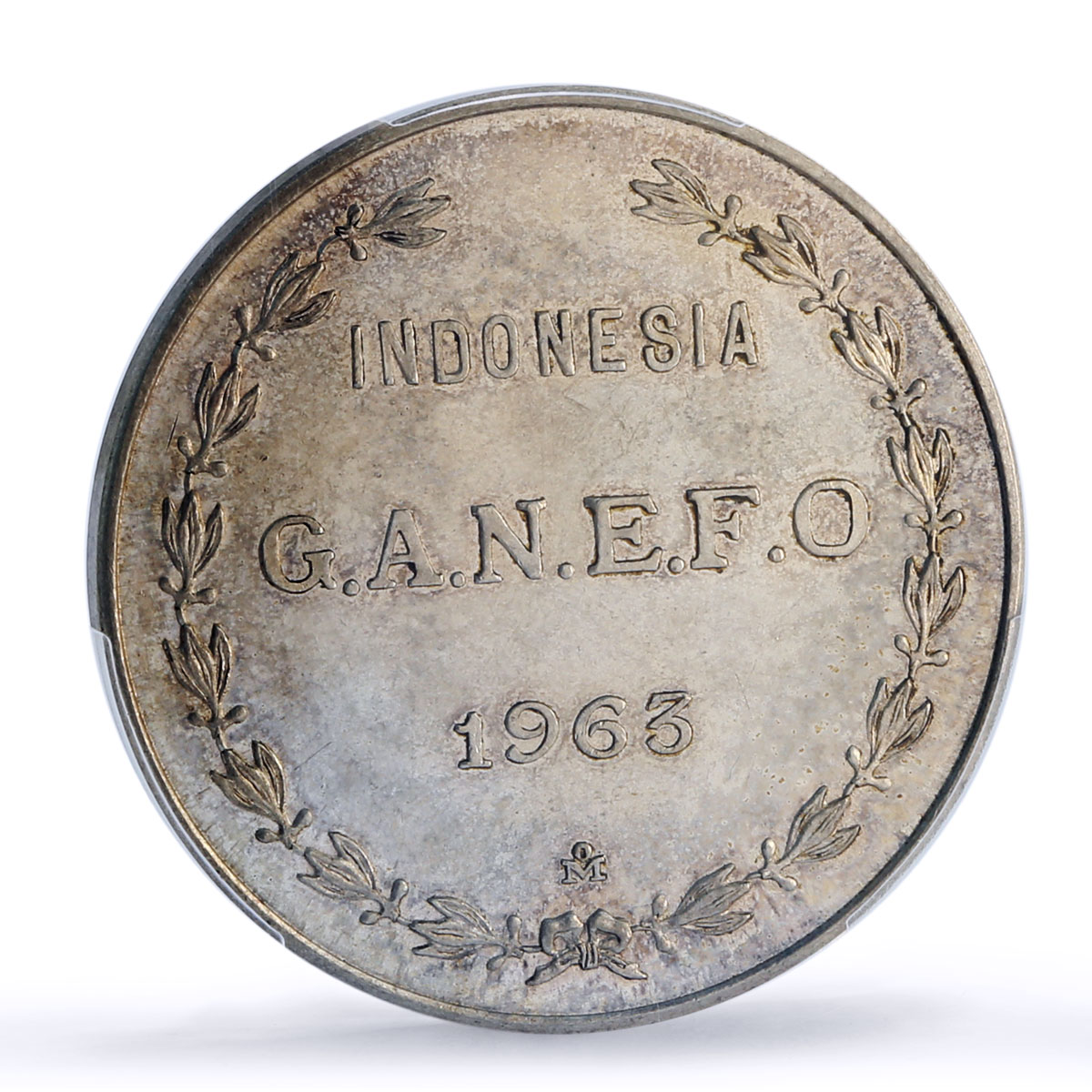 Mexico Lopez Mateos Indonesia Ganefo Games Olympics MS63 PCGS silver medal 1963