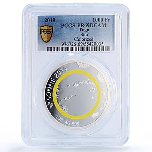 Togo 1000 francs Sun Sonne Solar System Planets Space PR69 PCGS silver coin 2019