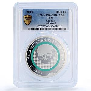 Togo 1000 francs Uranus Solar System Planets Space PR69 PCGS silver coin 2019