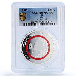 Togo 1000 francs Mars Solar System Planets Space PR69 PCGS silver coin 2019