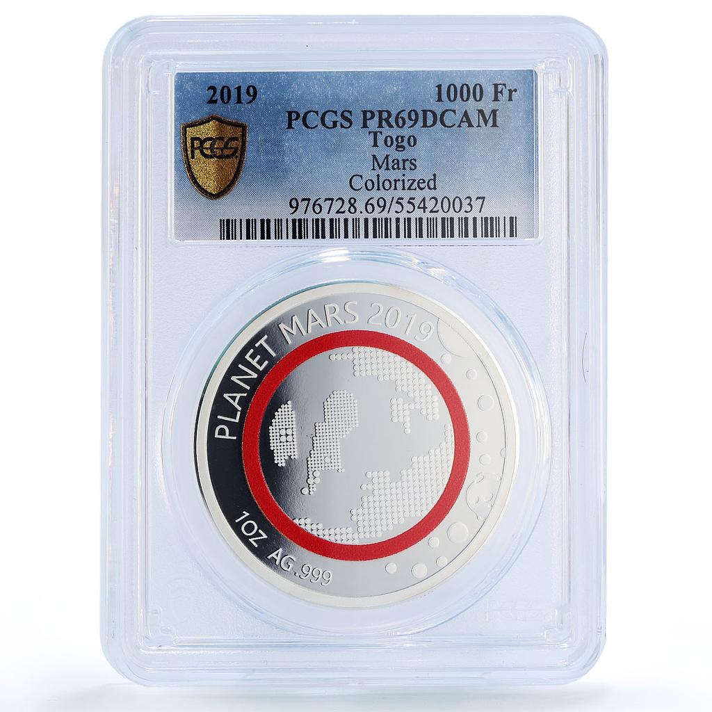Togo 1000 francs Mars Solar System Planets Space PR69 PCGS silver coin 2019