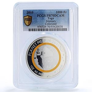 Togo 1000 francs Mercury Solar System Planets Space PR70 PCGS silver coin 2019