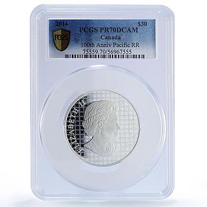 Canada 30 dollars Pacific Railway Railroads Trains PR70 PCGS silver coin 2014