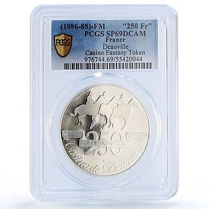France Deauville Casino Fantasy Token 250 Francs SP69 PCGS silver 1986 - 1988 FM