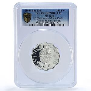 Monaco Monte Carlo Casino Fantasy Token 250 Fr. PR69 PCGS silver 1986 - 1988 FM