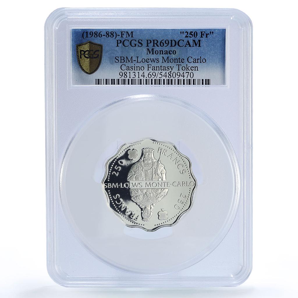 Monaco Monte Carlo Casino Fantasy Token 250 Fr. PR69 PCGS silver 1986 - 1988 FM