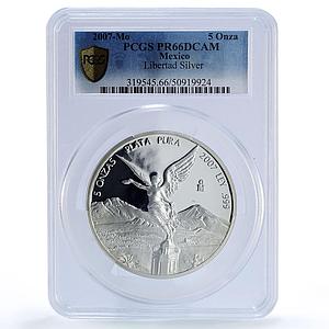 Mexico 5 onzas Libertad Angel of Independence PR66 PCGS 5 oz silver coin 2007