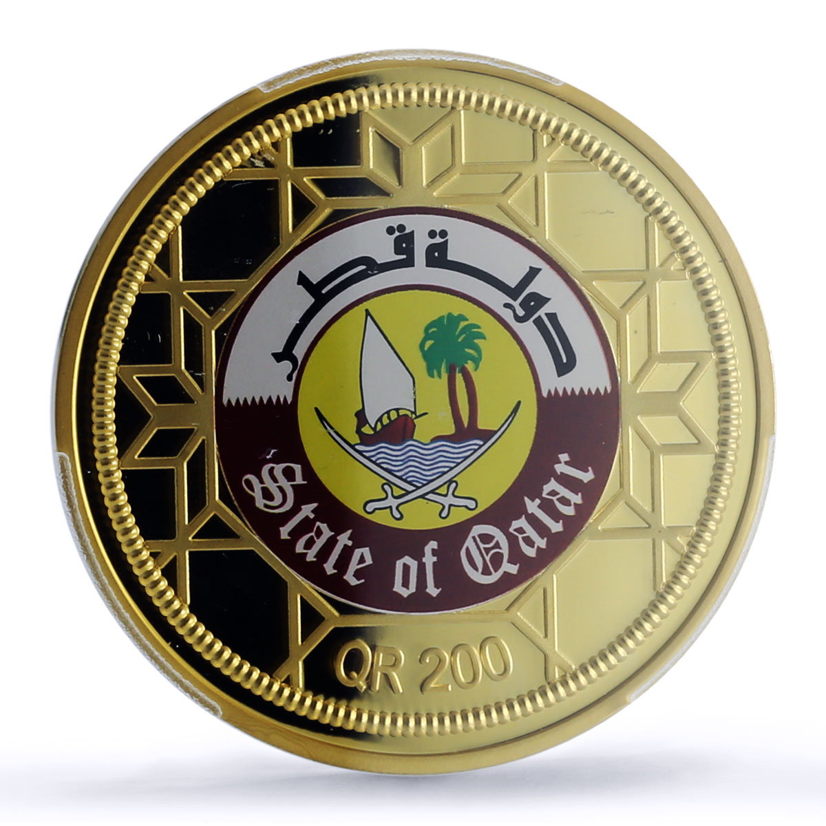 Qatar 200 riyal Oil Shipment Tanker Ship History Gilt PR68 PCGS silver coin 2009