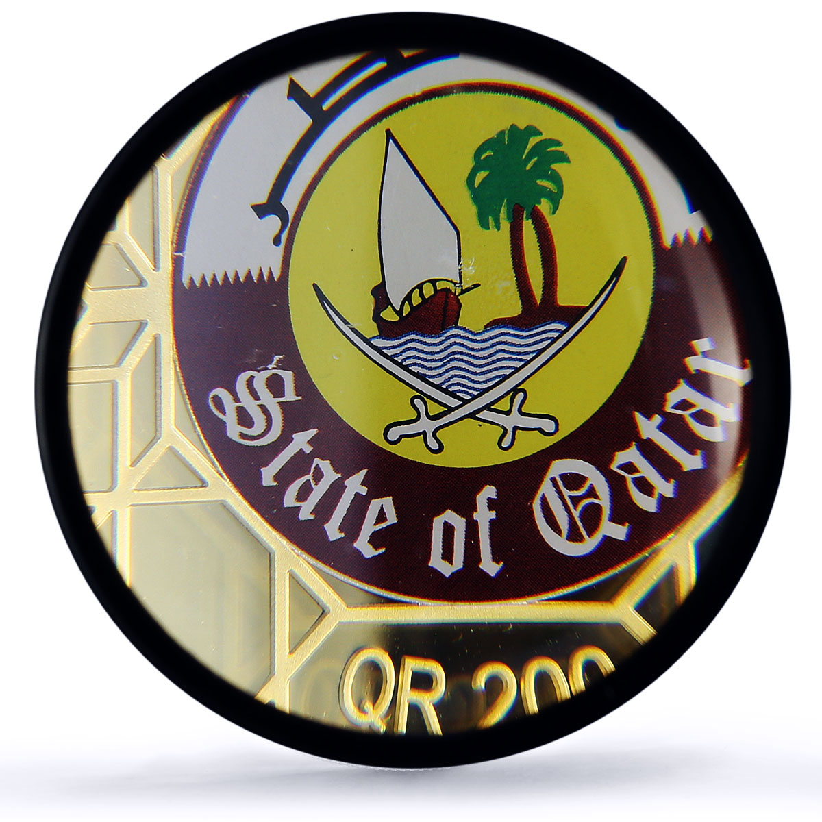 Qatar 200 riyal Oil Shipment Tanker Ship History Gilt PR68 PCGS silver coin 2009