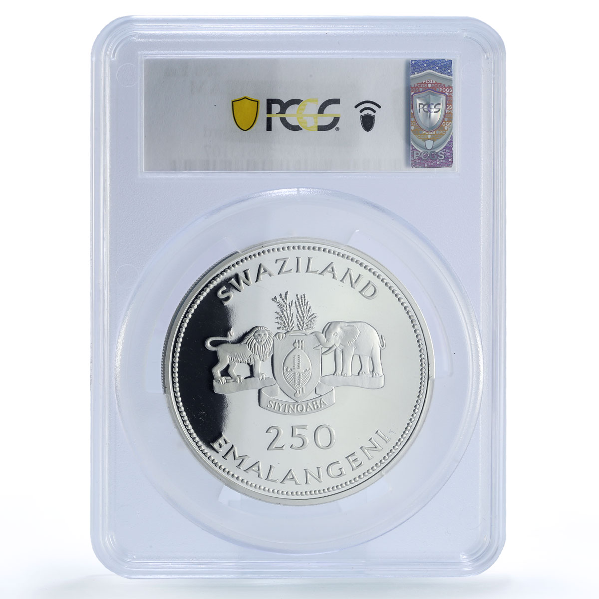 Swaziland 250 emalangeni Ligwalagwala Bird Fauna PR69 PCGS 5 oz coin 1998