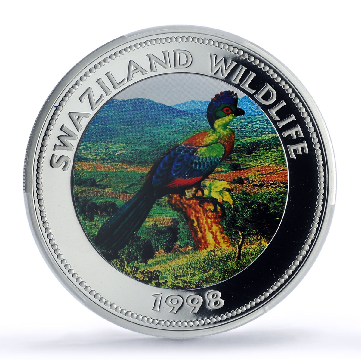 Swaziland 250 emalangeni Ligwalagwala Bird Fauna PR69 PCGS 5 oz coin 1998