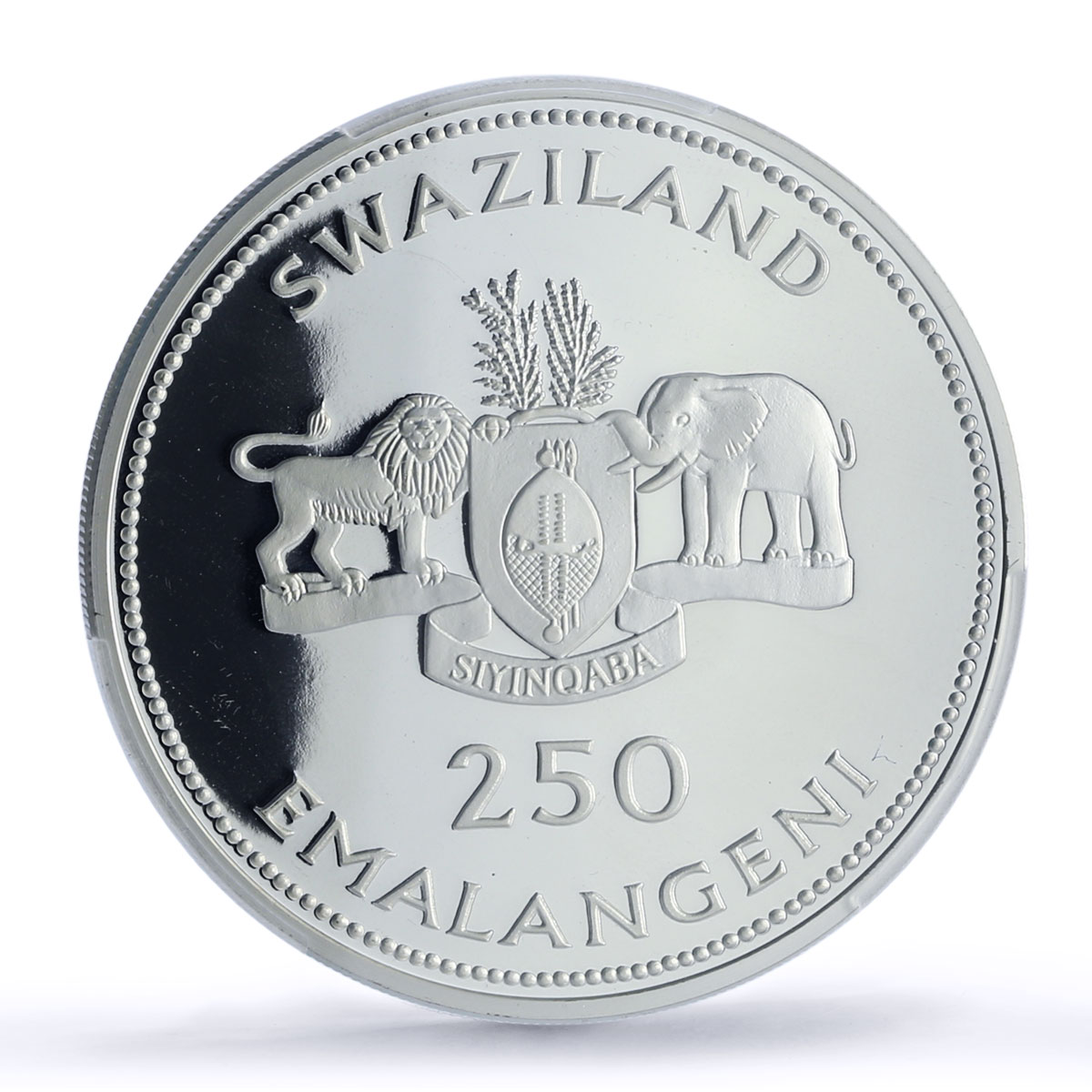 Swaziland 250 emalangeni Ligwalagwala Bird Fauna PR69 PCGS 5 oz coin 1998