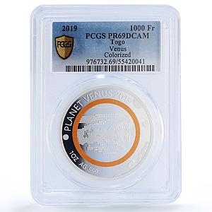 Togo 1000 francs Venus Solar System Planets Space PR69 PCGS silver coin 2019
