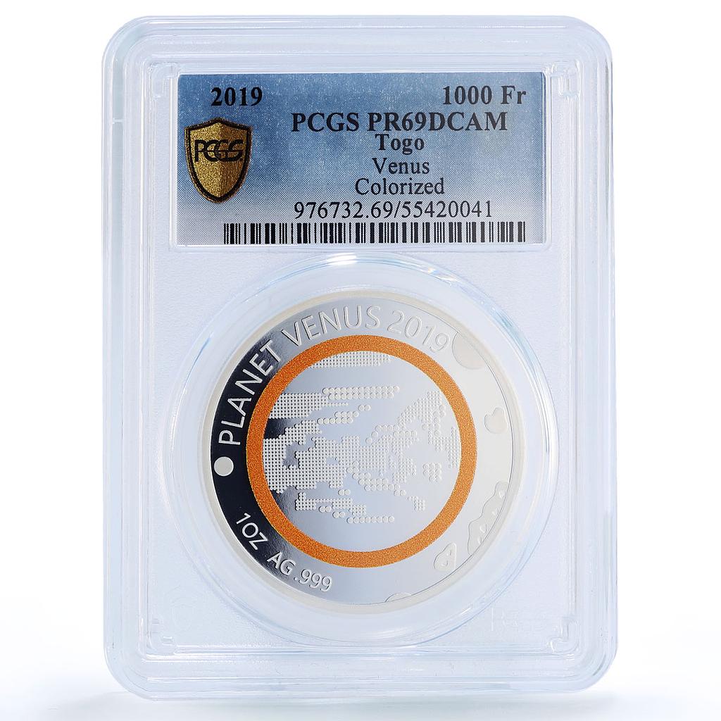 Togo 1000 francs Venus Solar System Planets Space PR69 PCGS silver coin 2019
