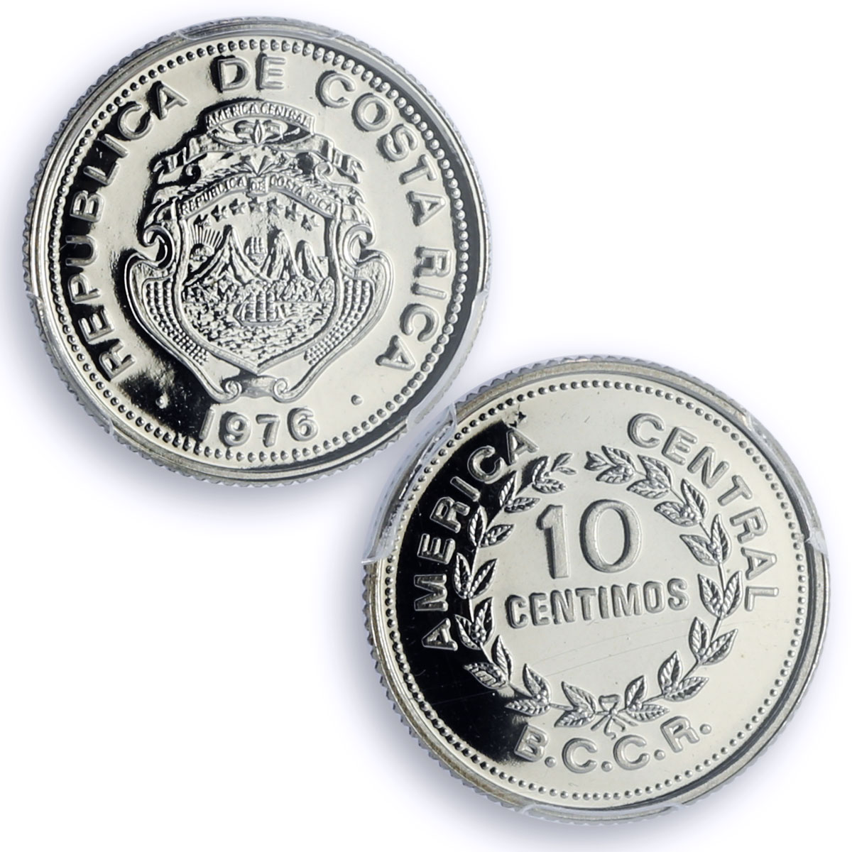 Costa Rica 10 centimos Republic Coinage BCCR Small Ships PR70 PCGS coin 1976