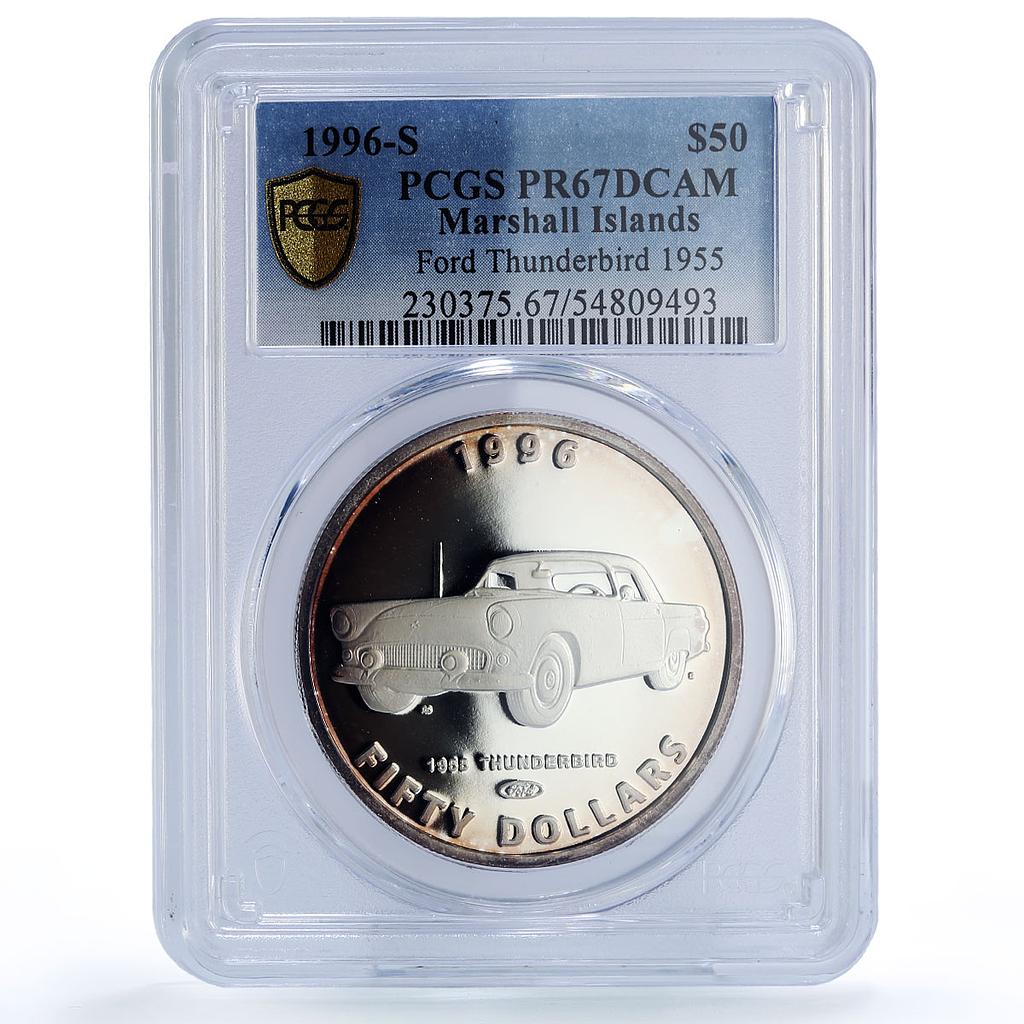 Marshall Islands 50 dollar Ford Thunderbird 1955 Cars PR67 PCGS silver coin 1996