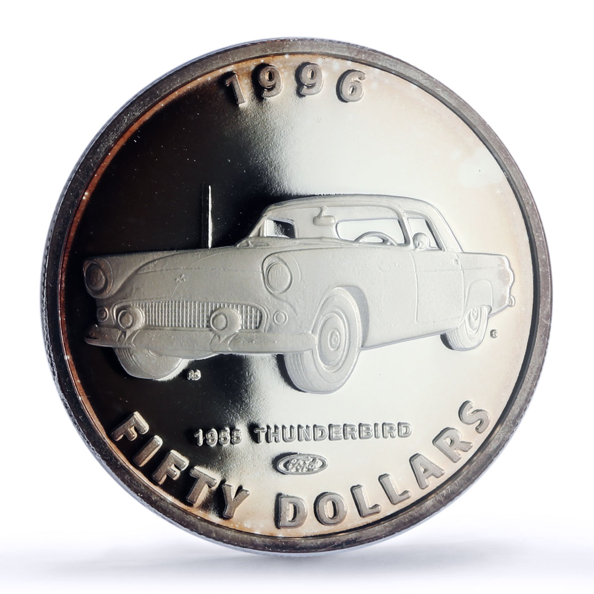 Marshall Islands 50 dollar Ford Thunderbird 1955 Cars PR67 PCGS silver coin 1996