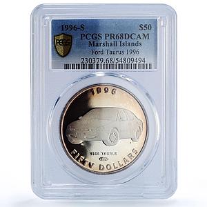 Marshall Isl. 50 dollars Ford Taurus Cars Automobiles PR68 PCGS silver coin 1996