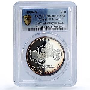 Marshall Islands 50 dollar Ford Quadricycle 1896 Cars PR68 PCGS silver coin 1996