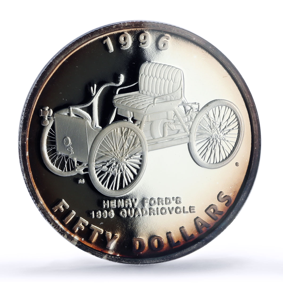 Marshall Islands 50 dollar Ford Quadricycle 1896 Cars PR68 PCGS silver coin 1996