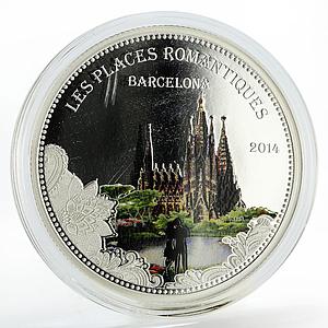 Benin 1000 francs Romantic Places Barcelona colored silver coin 2014