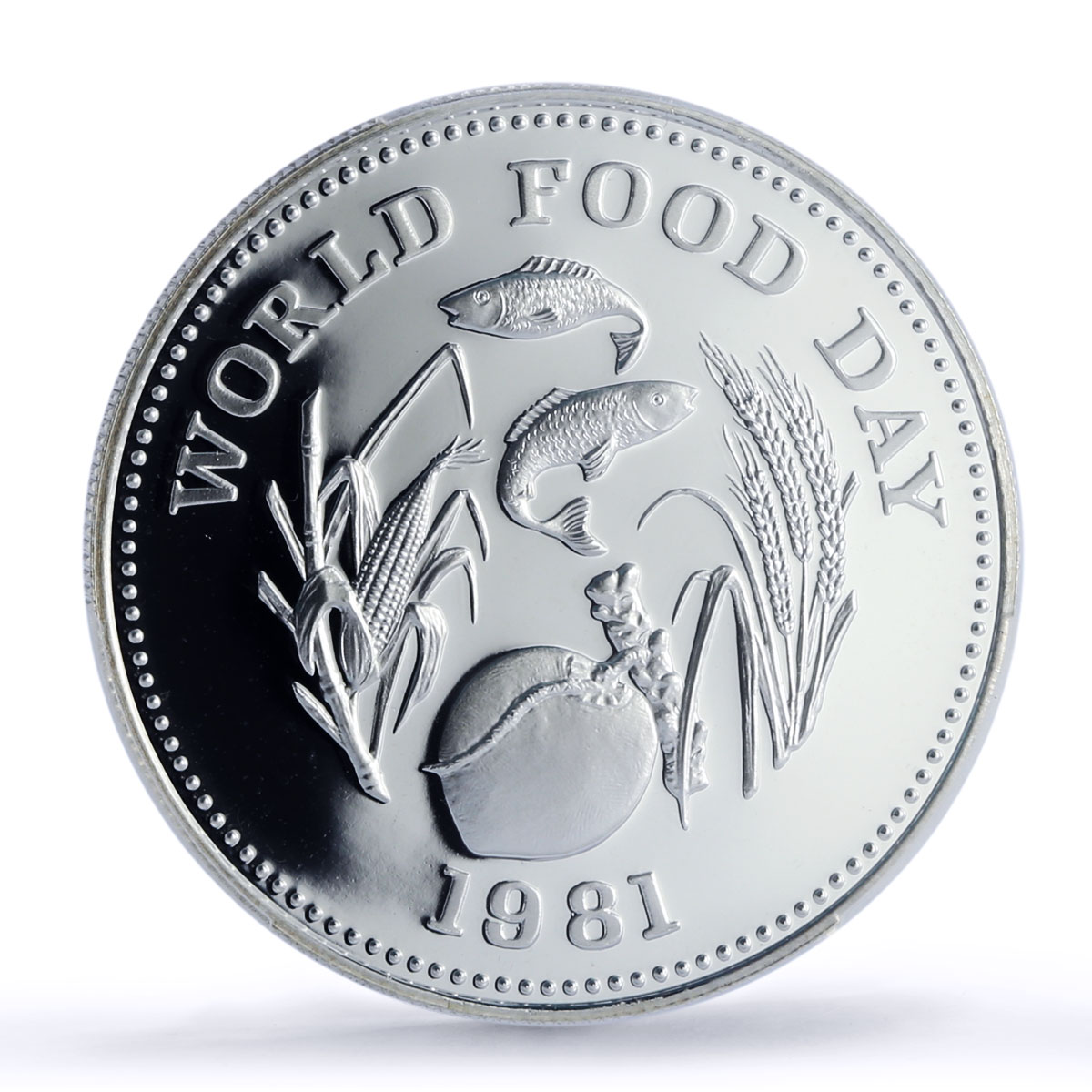 Philippines 25 piso FAO World Food Day Fish Fruits PR69 PCGS silver coin 1981