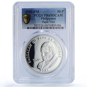 Philippines 50 piso Pope John Paul II Visit History Religion PR69 PCGS coin 1981