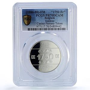 Belgium Knokke Casino Fantasy Token 1750 Francs PR70 PCGS silver 1986 - 1988 FM