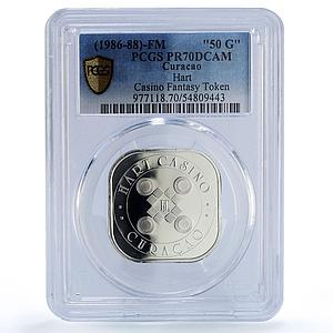 Netherlands Curacao Hart Casino Fantasy Token PR70 PCGS silver 1986 - 1988 FM
