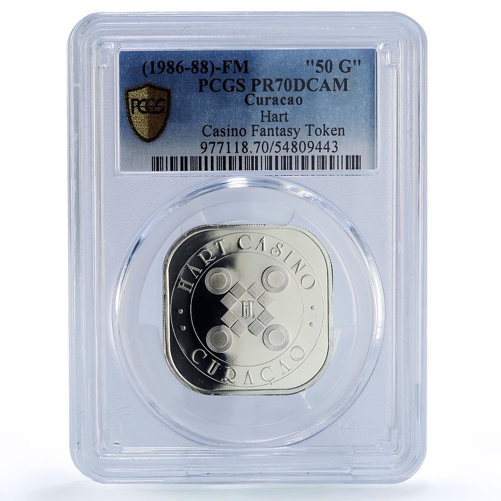 Netherlands Curacao Hart Casino Fantasy Token PR70 PCGS silver 1986 - 1988 FM