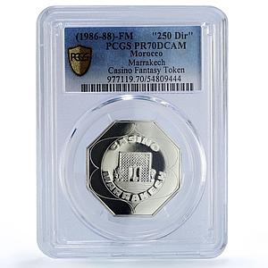 Morocco Marrakech Casino Fantasy Token 250 Dir. PR70 PCGS silver 1986 - 1988 FM