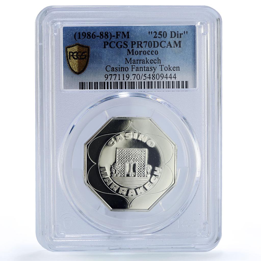 Morocco Marrakech Casino Fantasy Token 250 Dir. PR70 PCGS silver 1986 - 1988 FM
