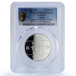 Belgium Knokke Casino Fantasy Token 1750 Francs PR69 PCGS silver 1986 - 1988 FM