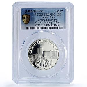 Puerto Rico Caribe Hilton Casino Fantasy Token PR69 PCGS silver 1986 - 1988 FM