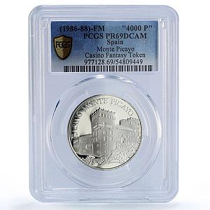 Spain Monte Picayo Casino Fantasy Token 4000 P. PR69 PCGS silver 1986 - 1988 FM