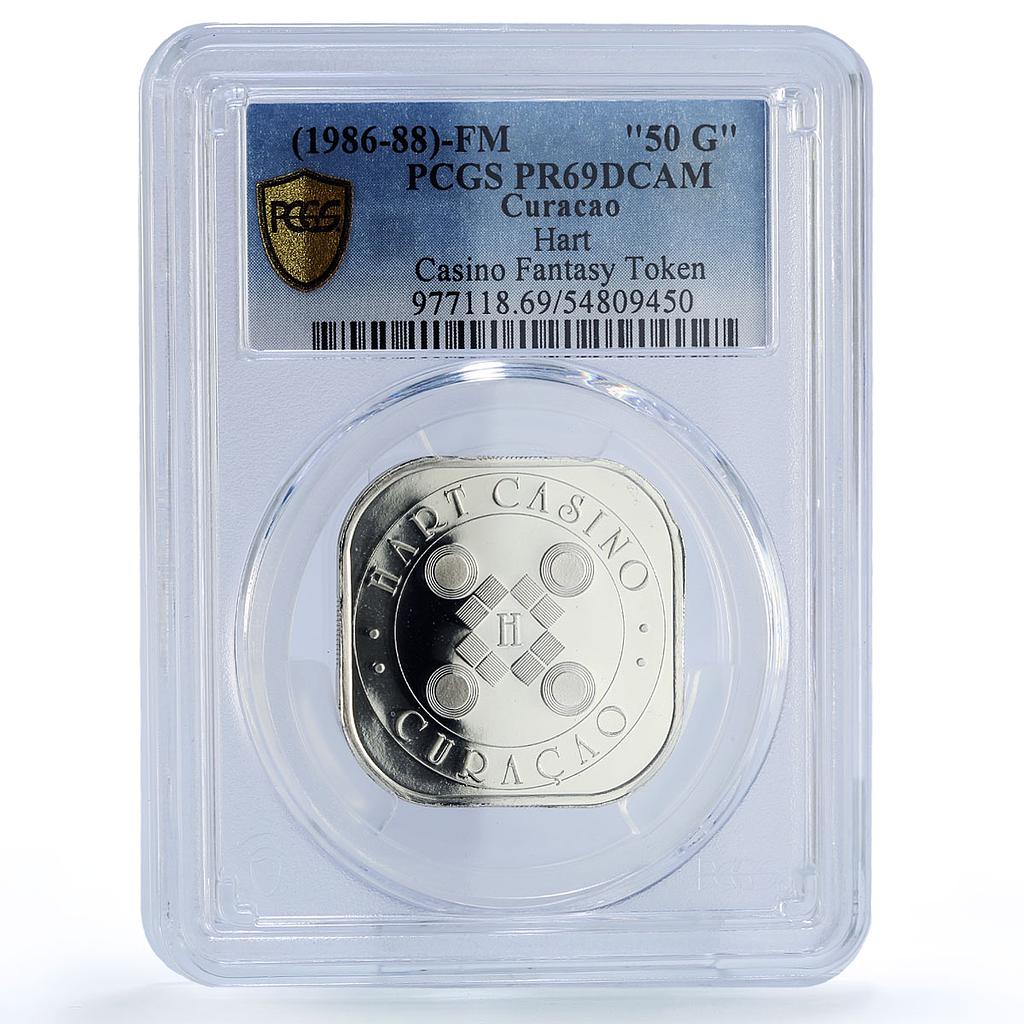Netherlands Curacao Hart Casino Fantasy Token PR69 PCGS silver 1986 - 1988 FM