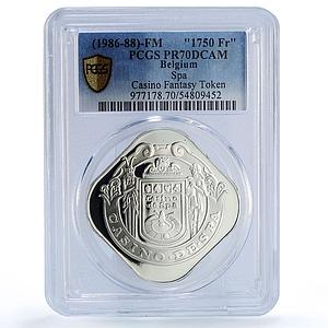 Belgium Spa Casino Fantasy Token 1750 Francs PR70 PCGS silver 1986 - 1988 FM