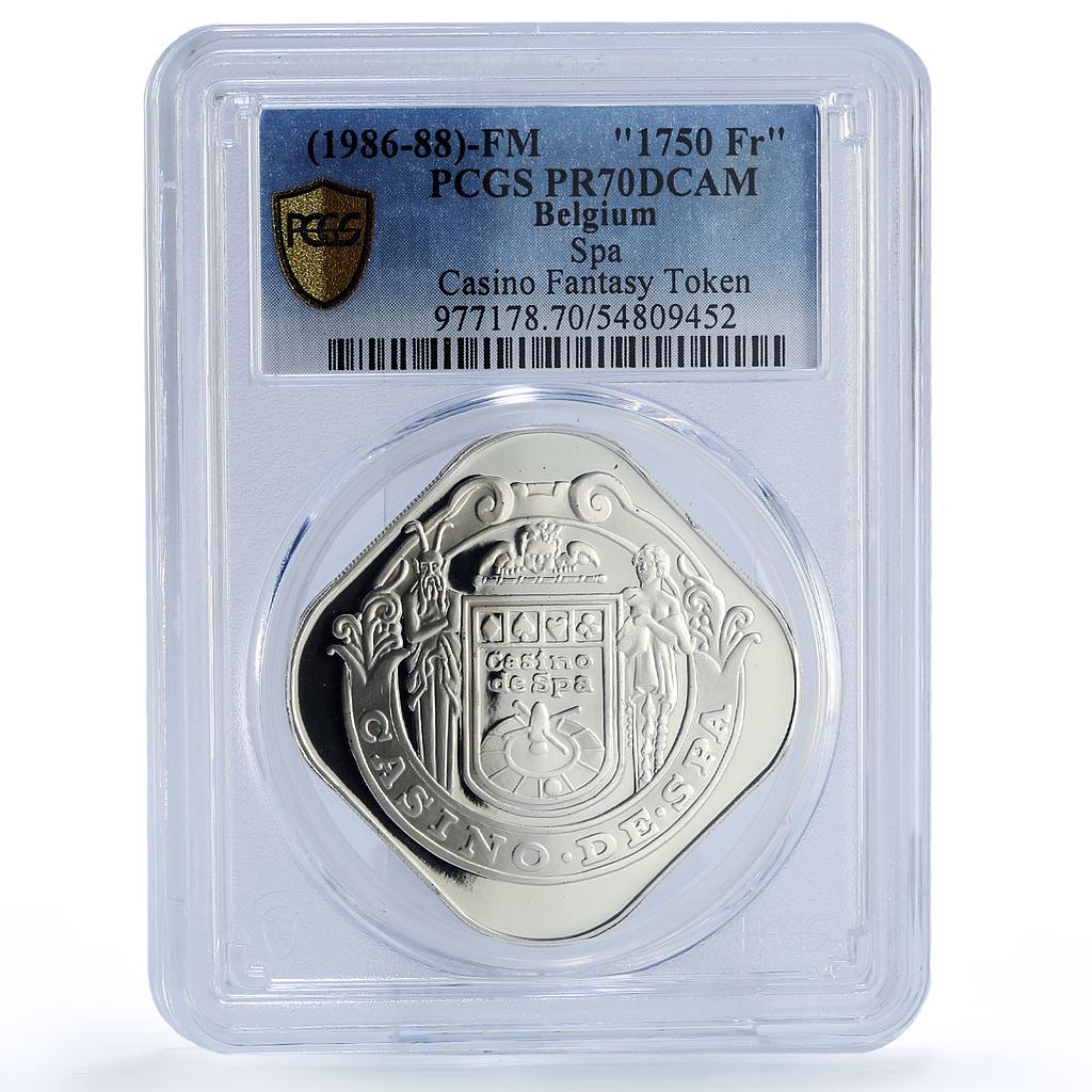 Belgium Spa Casino Fantasy Token 1750 Francs PR70 PCGS silver 1986 - 1988 FM