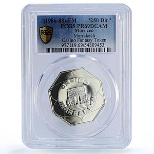Morocco Marrakech Casino Fantasy Token 250 Dir. PR69 PCGS silver 1986 - 1988 FM