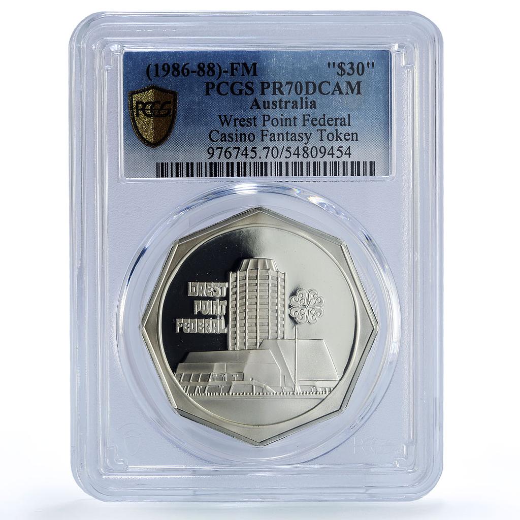 Australia Wrest Point Casino Fantasy Token PR70 PCGS silver 1986 - 1988 FM