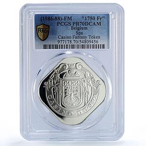 Belgium Spa Casino Fantasy Token 1750 Francs PR70 PCGS silver 1986 - 1988 FM