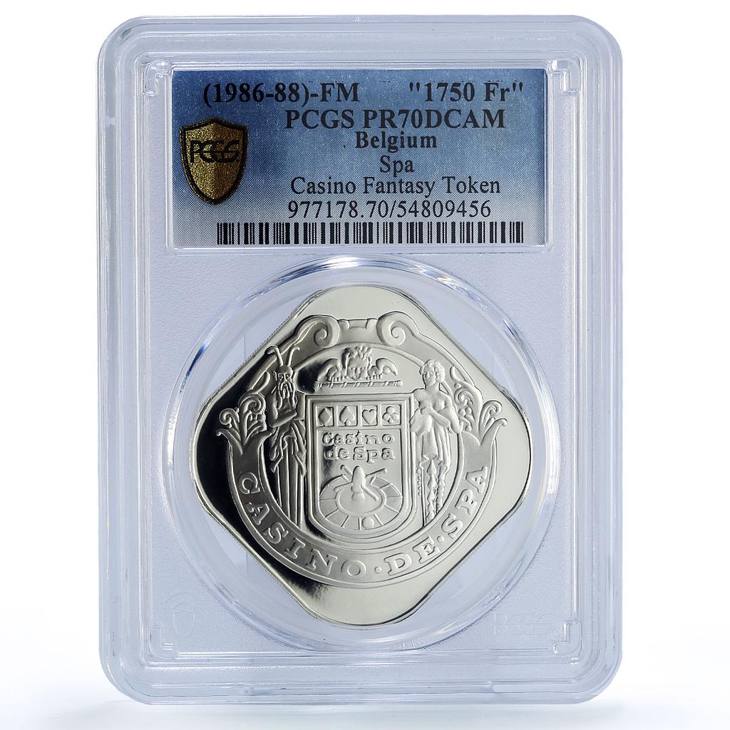 Belgium Spa Casino Fantasy Token 1750 Francs PR70 PCGS silver 1986 - 1988 FM