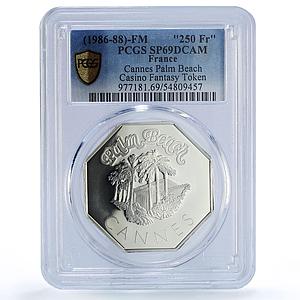 France Cannes Palm Beach Casino Fantasy Token SP69 PCGS silver 1986 - 1988 FM