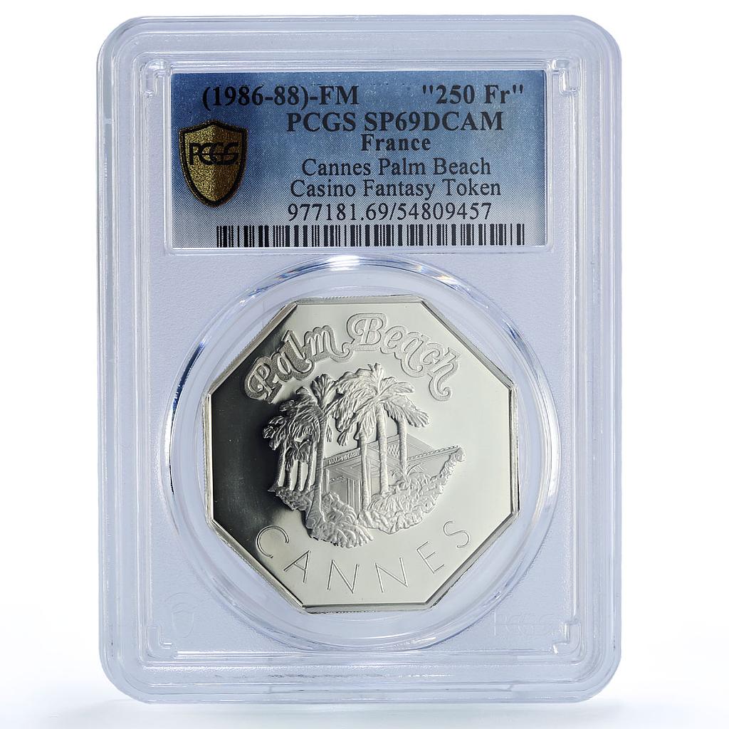 France Cannes Palm Beach Casino Fantasy Token SP69 PCGS silver 1986 - 1988 FM