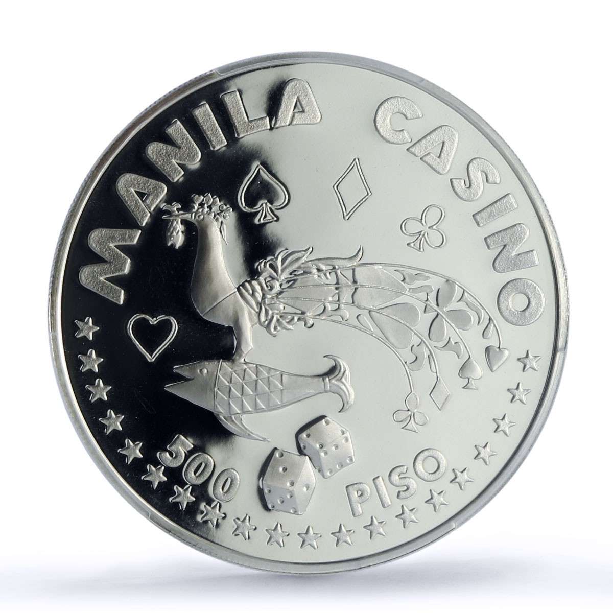 Philippines Manilla Casino Fantasy Token 500 P. PR70 PCGS silver 1986 - 1988 FM