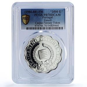 Portugal Estoril Casino Fantasy Token 3500 Esc. PR70 PCGS silver 1986 - 1988 FM