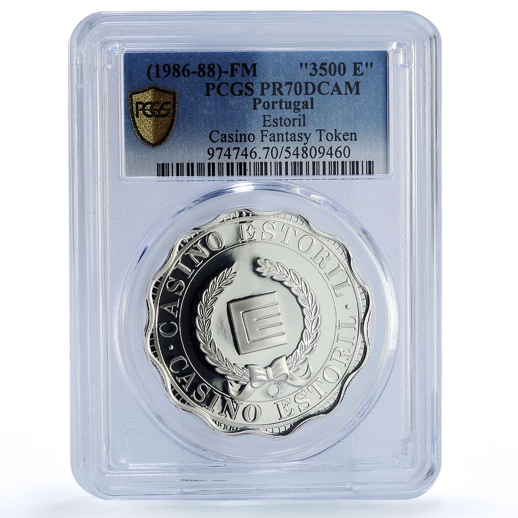 Portugal Estoril Casino Fantasy Token 3500 Esc. PR70 PCGS silver 1986 - 1988 FM