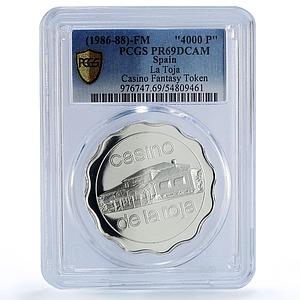 Spain La Toja Casino Fantasy Token 4000 Pesetas PR69 PCGS silver 1986 - 1988 FM