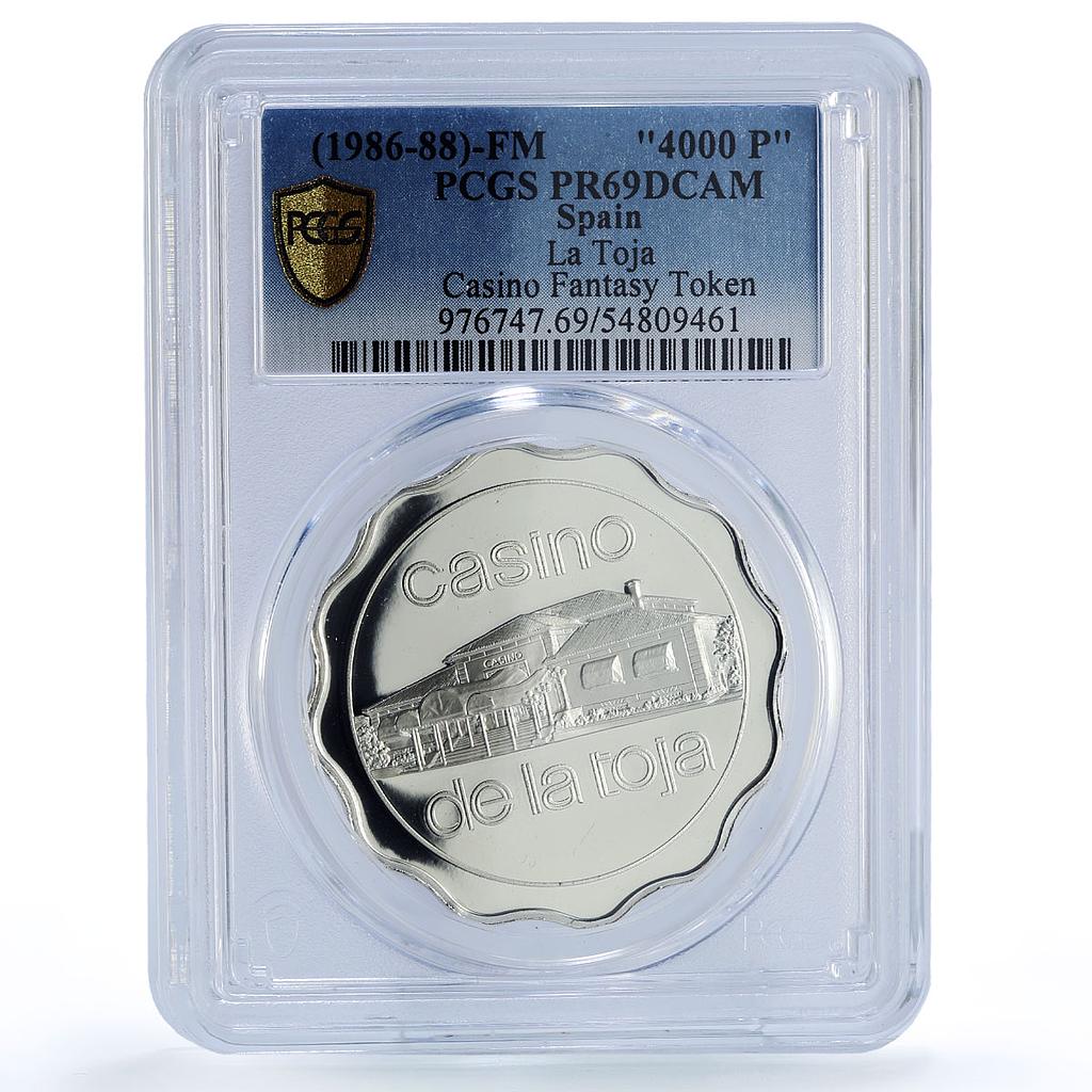 Spain La Toja Casino Fantasy Token 4000 Pesetas PR69 PCGS silver 1986 - 1988 FM