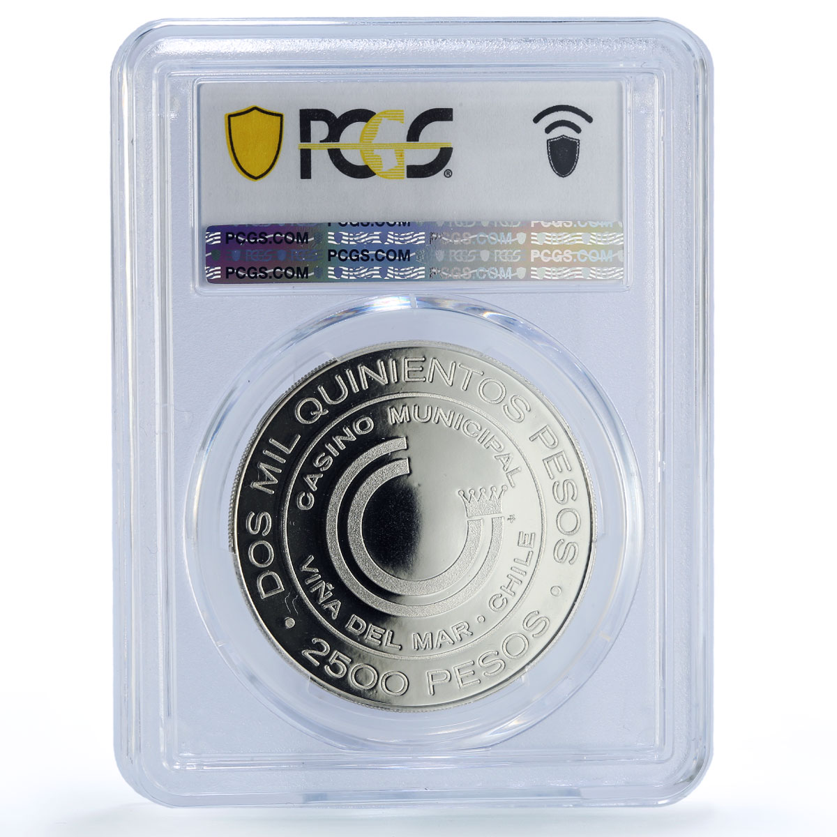 Chile Vina del Mar Casino Fantasy Token 2500 P. PR68 PCGS silver 1986 - 1988 FM
